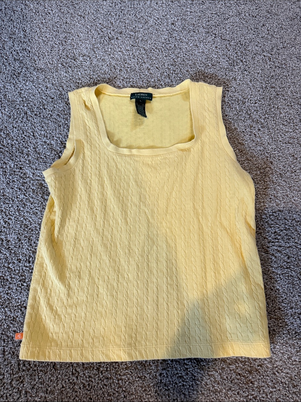 Lauren Ralph Lauren Pale Yellow Cable Knit Tank Top